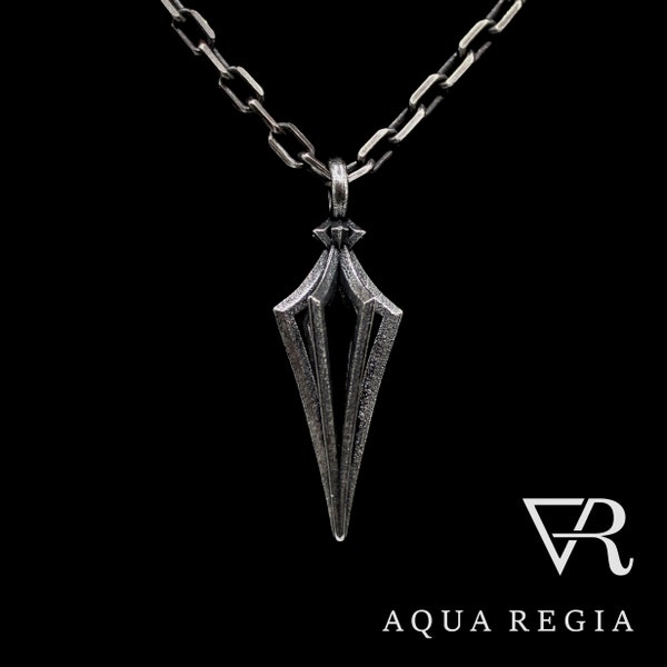 Mens Necklace Wrought Pendant, Oxidized, .925 Silver, gothic architecture inspired.