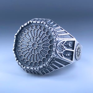 Memento Mori Ring - NECROPOLIS - 925 Silver, Signet Ring, Rings for Men and Women, Gothic, Cathedral inspired.