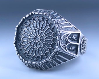 Memento Mori Ring - NECROPOLIS - 925 Silver, Signet Ring, Rings for Men and Women, Gothic, Cathedral inspired.