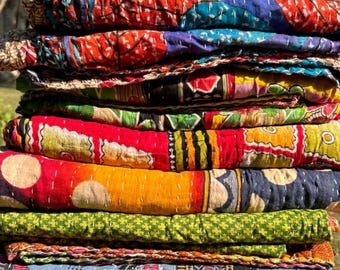 Wholesale Lot Of Indian Vintage Kantha Quilts, Bohemian Kantha Blankets, Hippie Cotton Throws