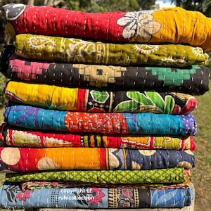 Wholesale Lot Of Indian Vintage Kantha Quilt Handmade Throw Reversible Blanket