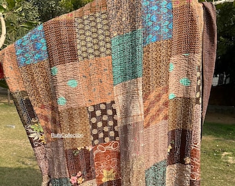 Kołdra Boho Patchwork, Kołdra Kantha, Ręcznie robione kołdry vintage, Pościel Boho, Narzuta, Narzuta na łóżko, Pikowanie kołder hipisowskich