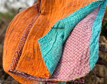 Wholesale Lots Of Cotton Vintage Kantha Throw Blankets & Quilts Reversible Bedspread Bedding Indian Bed Covers  Hand Stitched Quilted