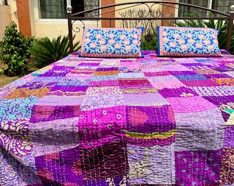 Indian Patchwork Quilt Kantha Quilt Handmade Vintage Quilts Boho King Size Bedding Throw Blanket Bedspread Quilting Hippie Quilts For Sale