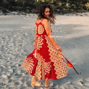 knee length dresses for ladies Cream Bow Front Tiered Midi Dress | Kadambarie – Kadambarie main image 0