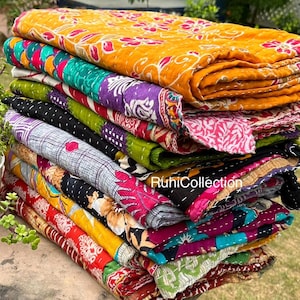 Wholesale Lot Of Indian Vintage Kantha Quilt Handmade Throw Reversible Blanket Bedspread Cotton Fabric BOHEMIAN quilt