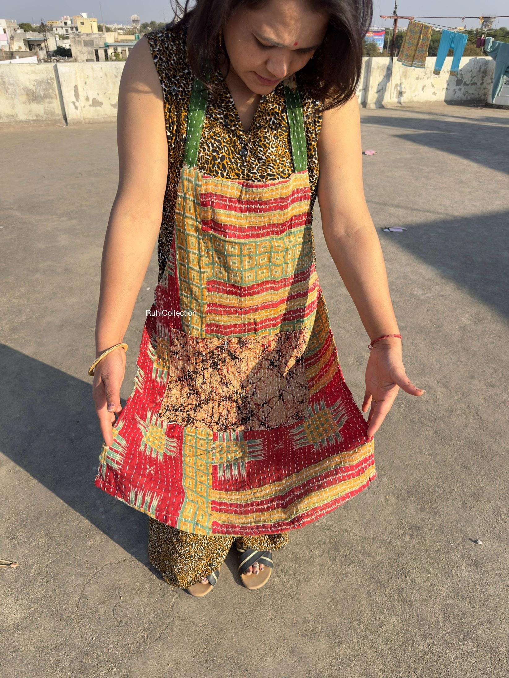 エプロン Kantha Quilt Apron Handmade Vintage Kantha Quilt Apron – Bohemian Cotton