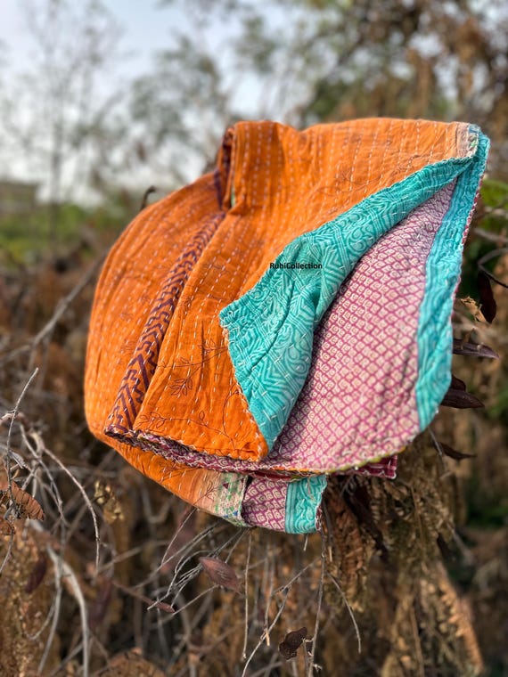 Wholesale Lots Of Cotton Vintage Kantha Throw Blankets & Quilts Reversible Bedspread Bedding Indian Bed Covers  Hand Stitched Quilted