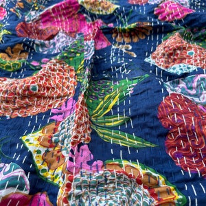 Couette kantha verte grande taille couverture kantha bohème indienne faite à la main de literie kantha couvertures courtepointes à vendre et cadeaux housses matelassées image 7