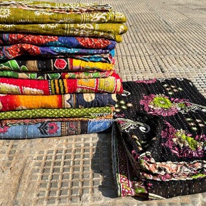Wholesale Lot Of Indian Vintage Kantha Quilt Handmade Throw Reversible Blanket
