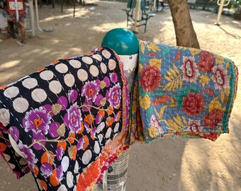 Lotto all'ingrosso di trapunta Kantha vintage indiana fatta a mano coperta reversibile copriletto in tessuto di cotone trapunta Boho copriletto lenzuolo