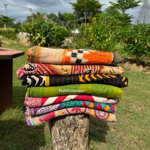Wholesale Lot Of Indian Vintage Kantha Quilt Handmade Throw Reversible Blanket