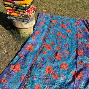 Wholesale Lot Of Indian Vintage Kantha Quilt Handmade Throw Reversible Blanket zdjęcie 4