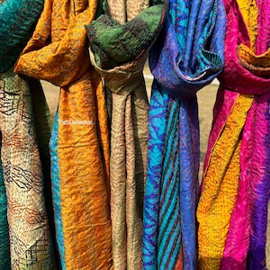 Wholesale Lots Indian Scarf SILK Scarves Kantha Scarves Vintage Scarf Wrap Scarves Indian Shawl Women Scarf Handmade Scarf Wrap Scarf Boho