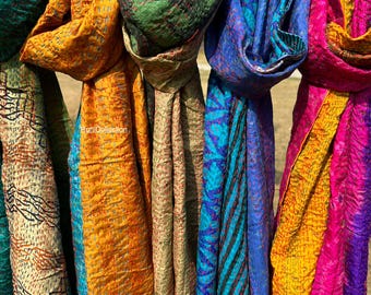 Wholesale Lots Indian Scarf SILK Scarves Kantha Scarves Vintage Scarf Wrap Scarves Indian Shawl Women Scarf Handmade Scarf Wrap Scarf Boho