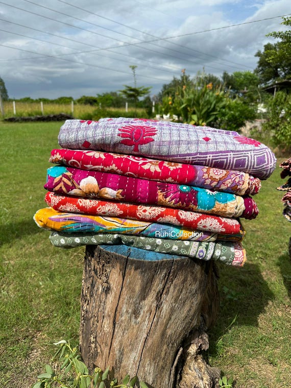 Lote al por mayor de mantas reversibles de algodón hechas a mano