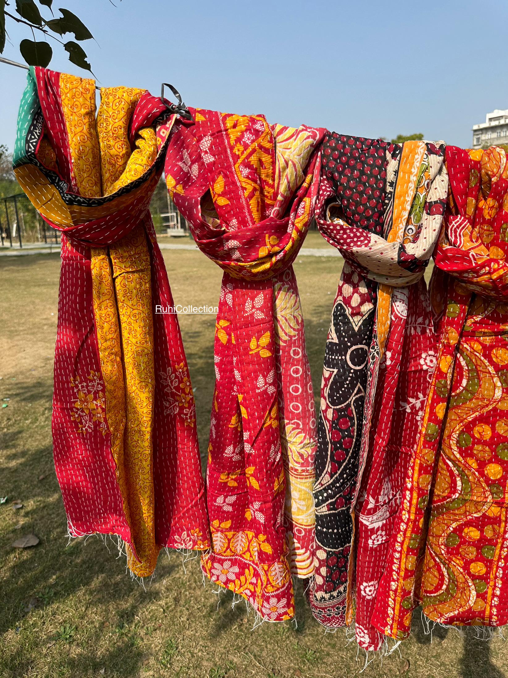 Wholesale Lot Vintage Cotton Indian Kantha Scarf Scarves Stole Bohemian  Hippie Handmade Bohemian Scarves Scarf ( Assorted Colors ) - Etsy Israel, image size:1645x2193