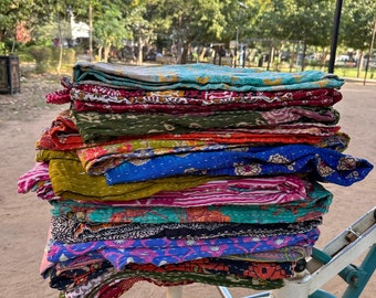 Lot de gros lot d'édredon kantha vintage indien fait main jeté couverture réversible couvre-lit coton tissu boho couette