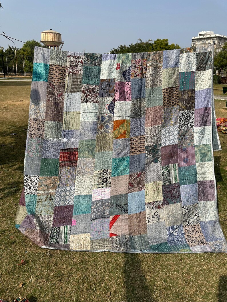 Bohemian Patchwork Quilt Kantha Quilt Handmade Vintage Quilts Boho King ...