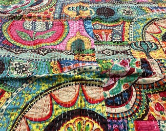 Large Selection : Cotton Kantha Indian Quilts Throw Bedspread Handmade Bedding Blanket Hippie All Sizes Coverlets