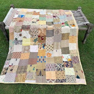 vintage Silk patchwork kantha Quilt handmade bohemian bedding Throw blanket bedspread decor Sofa Cover King Size 108X90 Inches