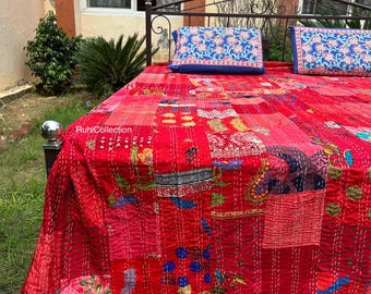 ハンドメイドのヴィンテージシルクパッチワークキルト、カンタキング