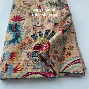 Handmade unique Indian kantha quilts Bohemian Bedding Bed Covers Boho Quilted