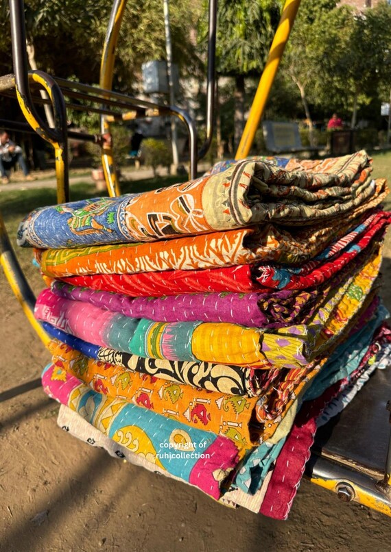 Old Vintage Assorted One Piece, Handmade Reversible Blanket Throw 