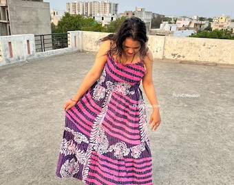 Sukienka Boho Kantha – ręcznie robiona długa bawełniana sukienka, zrównoważona odzież hippie, etycznie wykonana sukienka patchworkowa, tkanina Maxi Boho w dowolnym rozmiarze