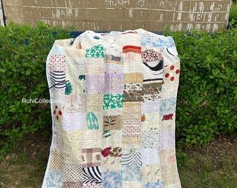 Bohemian Patchwork Quilt Kantha Quilt Handmade Vintage Quilts Boho King Size Bedding Throw Blanket Bedspread Quilting Hippie Quilts For Sale