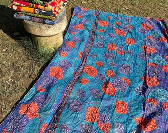 Lot de couettes indiennes vintage en kantha, couvertures boho kantha, jetés hippie en coton