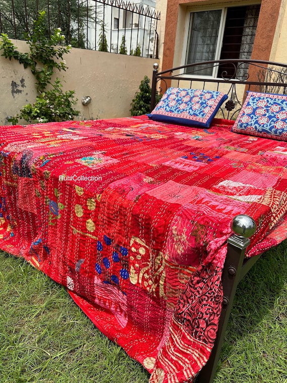 【USA Vintage】パッチワーク 布 ブランケット キルト ラグ パッチワーク掛布ラリーキルト風ラグ古布ハンドメイド