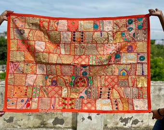 ハンドメイドのインド風サリーパッチワーク壁掛け - ヴィンテージ