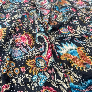 Trapunta Kantha indiana Copriletto Kantha fatto a mano Copriletto Kantha indiano Coperta in cotone Gudari Kantha Trapunta indiana king size immagine 5