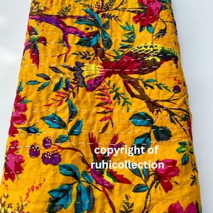Nueva colcha india Kantha con estampado Chidi, colcha bohemia Kantha, colcha hecha a mano, manta india Kantha, colcha, funda de cama acolchada