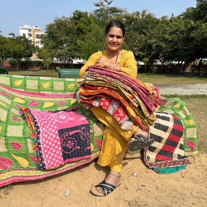 Wholesale Lot Of Indian Vintage Kantha Quilt Handmade Throw Reversible Blanket
