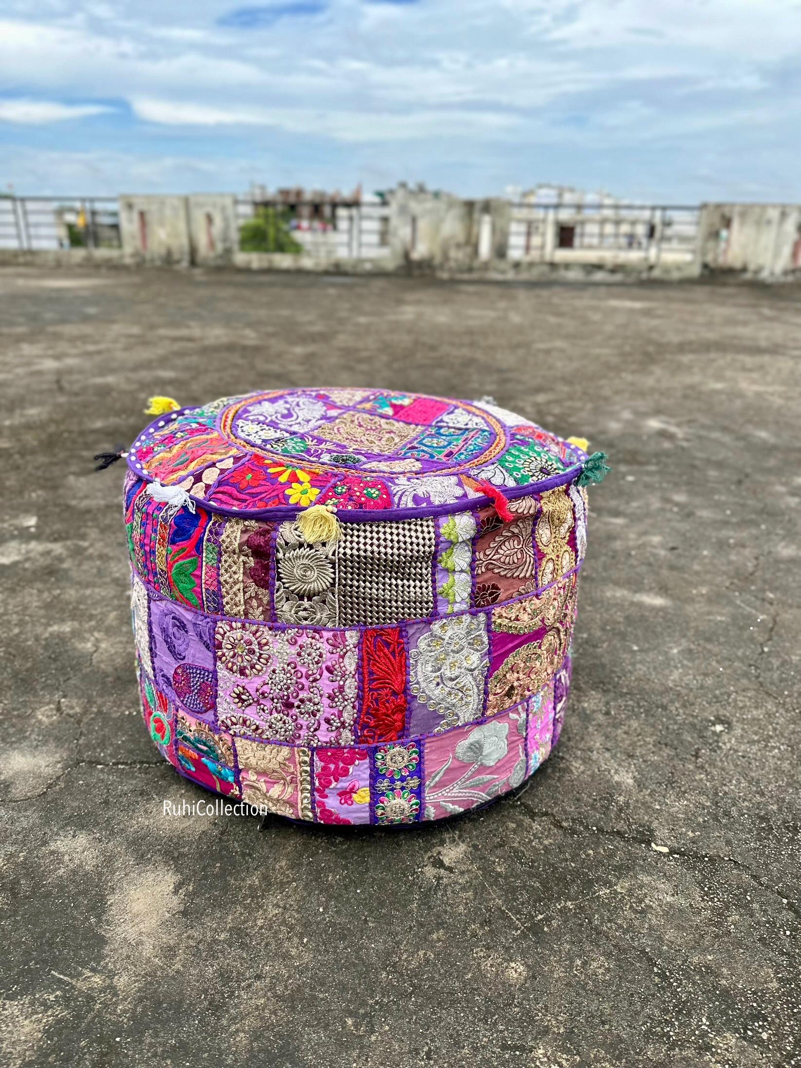 Handmade Ottomans made from vintage patches,ottoman,pouf,zafu,Moroccan Pouf,Foot-rest, Hand-stitched Pouf,stool,pouf ottoman,pouf ottoman