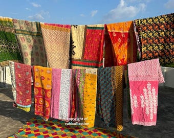 Groothandel 5 st vintage kantha-quilt Indiase quilt kantha handgemaakte deken antieke kantha twin sprei beddengoed, boho kantha-quilts