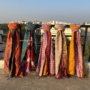 卸売ロット スカーフ インドシルクショール カンタスカーフ 女性用スカーフ キルトスクラップ カンタシルク ヒッピー インド ヴィンテージ ハンドメイドスカーフ