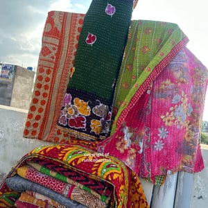 Wholesale Lot Of Indian Vintage Kantha Quilt Handmade Throw Reversible Blanket