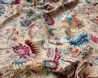 Kantha Quilt Indian Kantha Quilt Kantha Bedcover Cotton Blanket Gudari