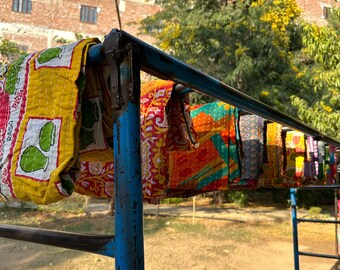 Lote al por mayor de colcha Kantha vintage india hecha a mano manta reversible colcha tela de algodón colcha boho