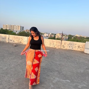 Women Silk Yoga Pant, Comfy Printed Wide Leg Pants, Summer Palazzo Pants, Boho Hippie Yoga Pant for Her, Block Print Yoga Pants for Wife-Her