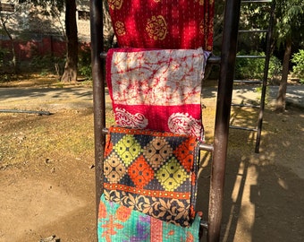 Boho Indische Vintage Kantha Quilt Handgemachter Wurf Wendedecke
