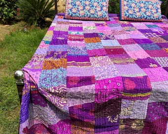 Indian Patchwork Quilt Kantha Quilt Handmade Vintage Quilts Boho King Size Bedding Throw Blanket Bedspread Quilting Hippie Quilts For Sale