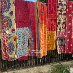 Wholesale Lot Of Indian Vintage Kantha Quilt Handmade Throw Reversible Blanket Bedspread Cotton Fabric BOHEMIAN quilt