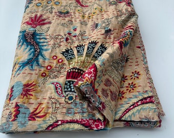 Trapunta Kantha indiana Copriletto Kantha fatto a mano Copriletto Kantha indiano Coperta in cotone Gudari Kantha Trapunta indiana king size