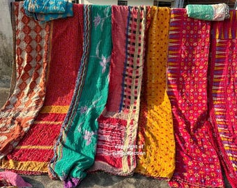 Wholesale Lot Of Indian Vintage Kantha Quilt Handmade Throw Reversible Blanket Bedspread Cotton Fabric Vintage quilt