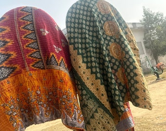 Lot de gros couette vintage Kantha, couverture indienne sari courtepointe Kantha, literie antique couvre-lit simple Kantha, courtepointes Boho Kantha