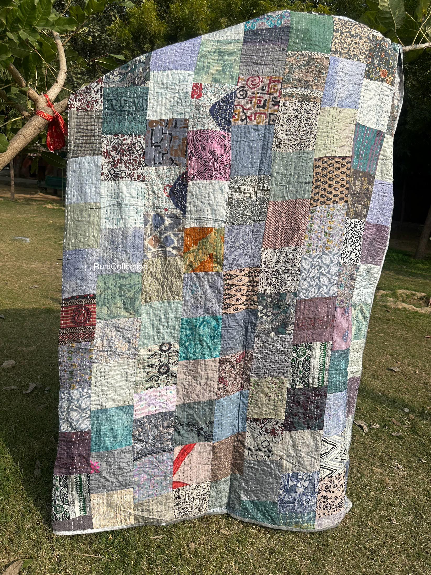 ボヘミアン パッチワーク キルト カンタ キルト ハンドメイド